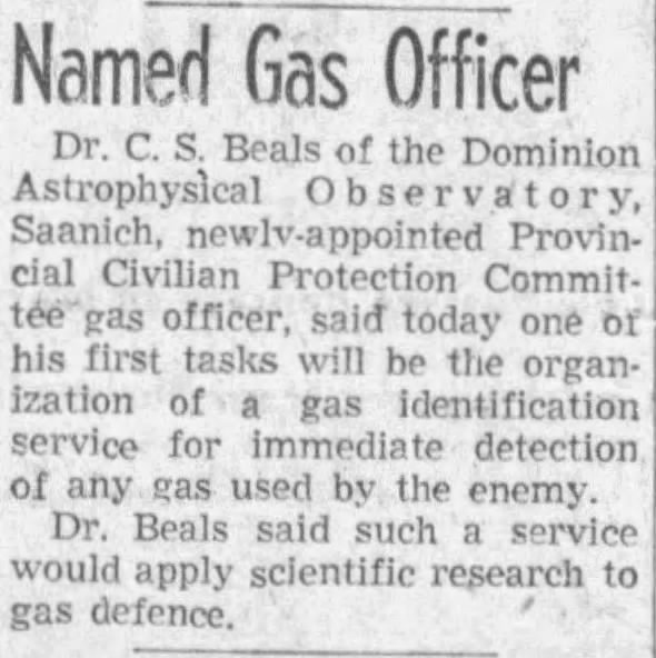 Article de journal : Named gas officer (Nommé officier chargé des masques à gaz)