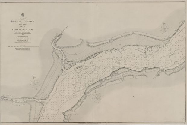 Carte du fleuve identifée « River St Lawrence. Grondines to Batiscan ». 