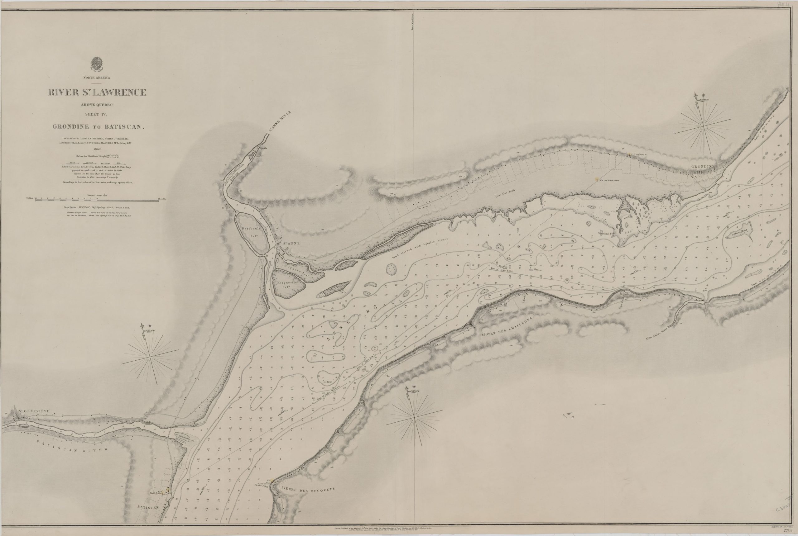 Carte du fleuve identifée « River St Lawrence. Grondines to Batiscan ». 